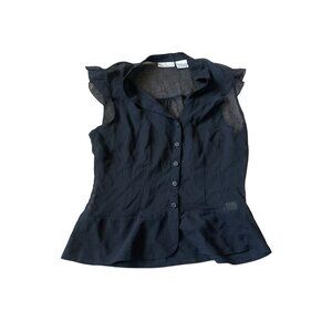 VTG Worthington Size 4 Sheer Goth Emo Whimsygoth Wednesday Adams Button Top